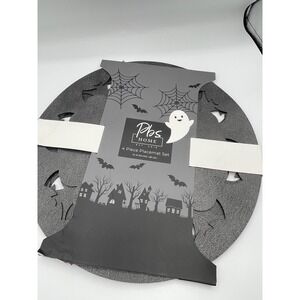 4‎ Piece Halloween Bats Black Round Placemats Set 15" NEW